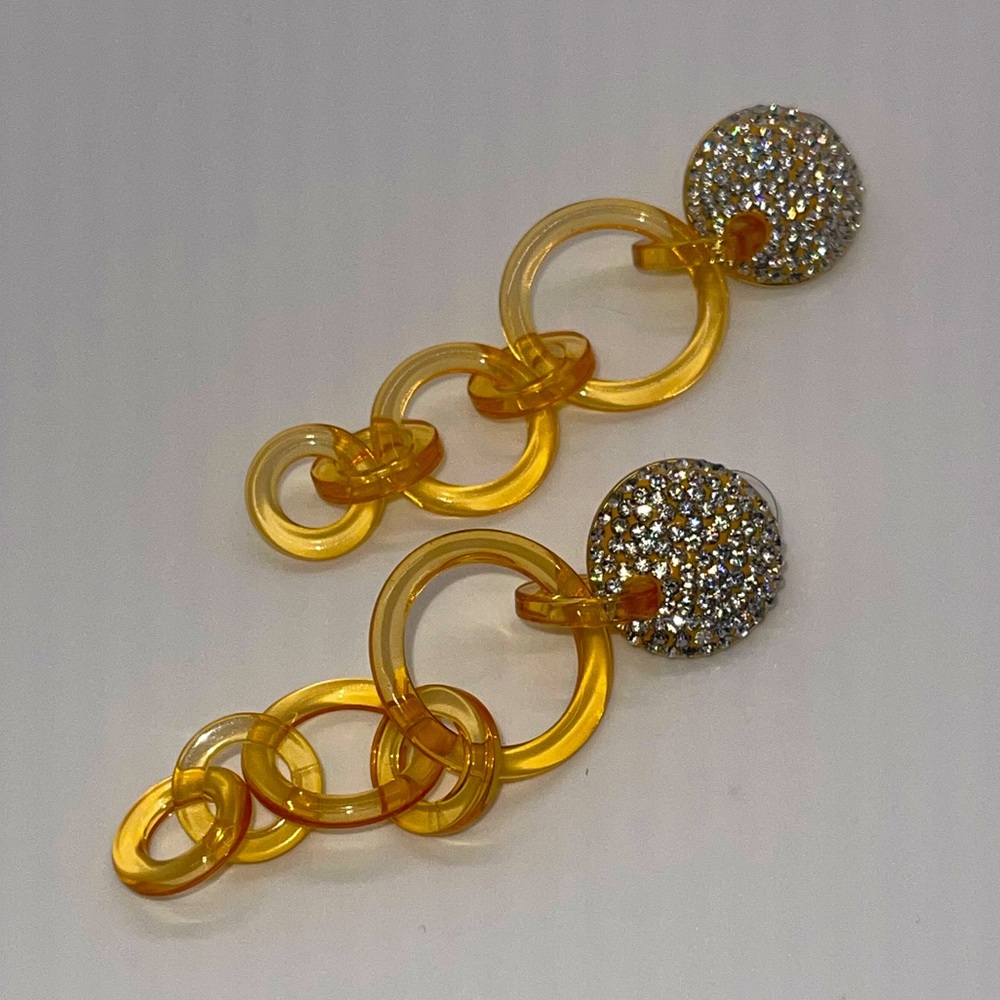 Lele Sadoughi caramel color ‘Wind-chime’ earrings with Crystals & gold plating.